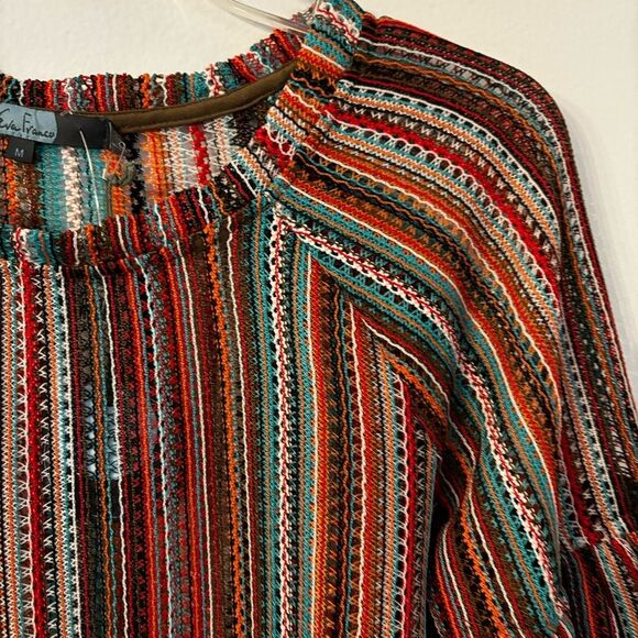 Anthropologie Eva Franco crochet ruffle stripped hippie stripped top size M NWT! - Picture 11 of 13